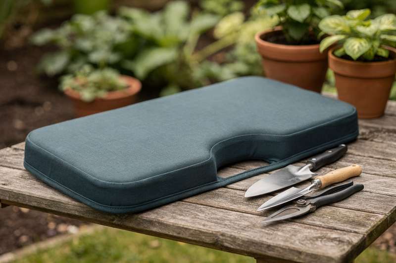 Una persona distesa sul fianco utilizza un cuscino in memory foam sotto il ginocchio per mantenere l'allineamento della...