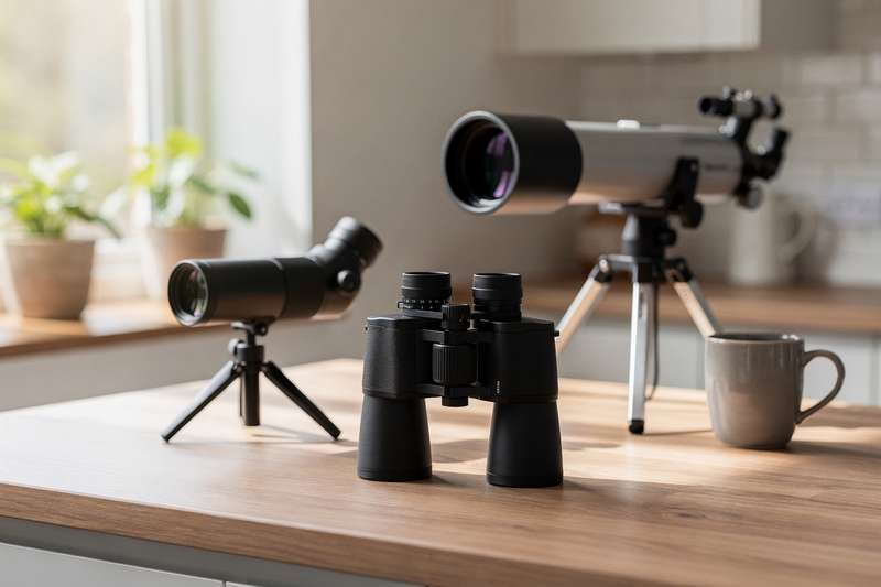 Appassionato di astronomia osserva il cielo notturno con un potente telescopio montato su treppiede.