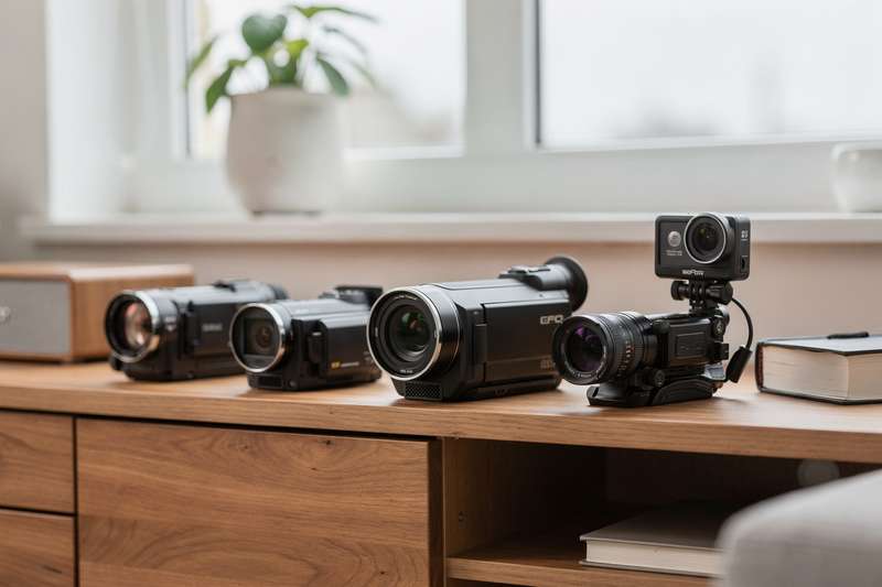 Una persona monta un video con una videocamera professionale davanti a un monitor che mostra il progetto in editing.