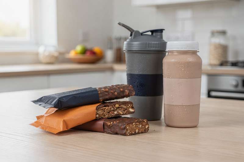 Una persona in abbigliamento sportivo beve uno shake proteico dopo l'allenamento in palestra.