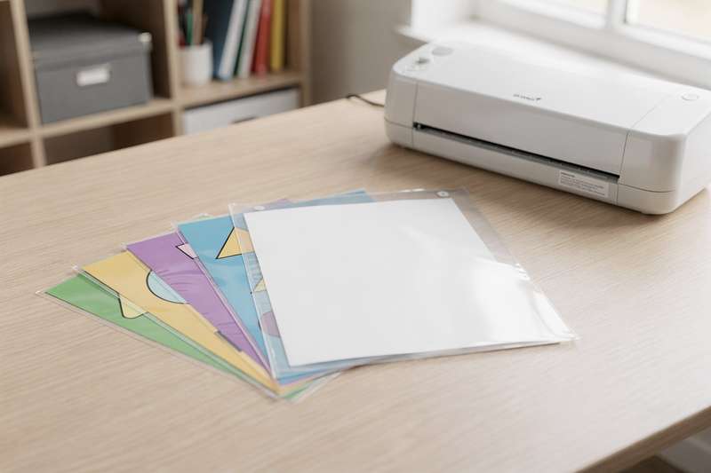 Una persona inserisce un foglio di carta in una busta per plastificazione prima di passarla nel dispositivo.
