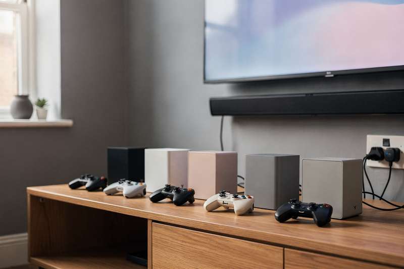 Una mano tiene il controller mentre gioca su una TV con una console plug and play collegata.